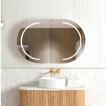 Bondi Natural Oak Oval Led Mirror Shaving Cabinet 900*600